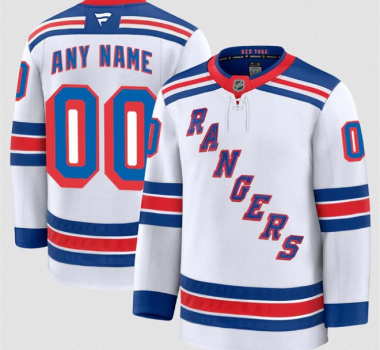 Mens Custom New York Rangers Jersey Name Number 2025 Away White