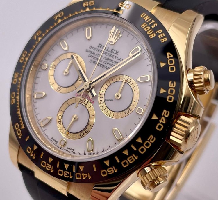 Rolex Daytona 116518ln Yellow Gold Oysterflex White Dial Unworn 2023