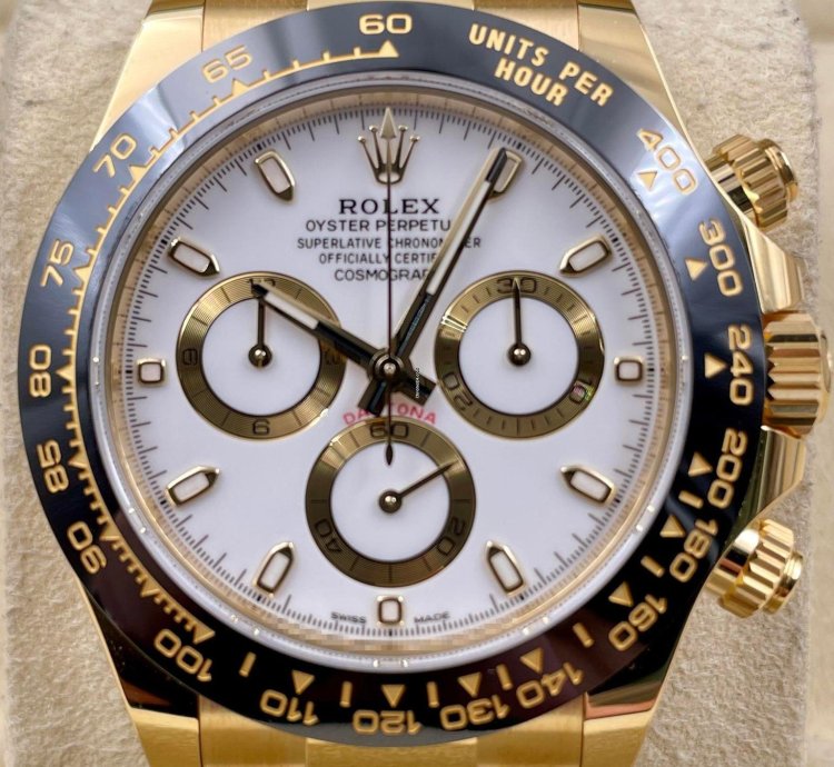 Rolex Daytona 116518ln Yellow Gold Oysterflex White Dial Unworn 2023