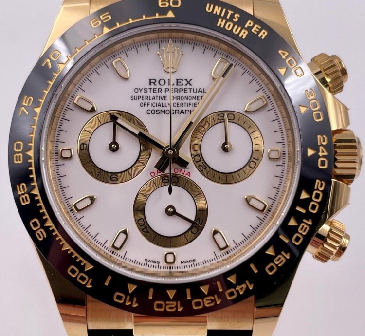 Rolex Daytona 116518ln Yellow Gold Oysterflex White Dial Unworn 2023