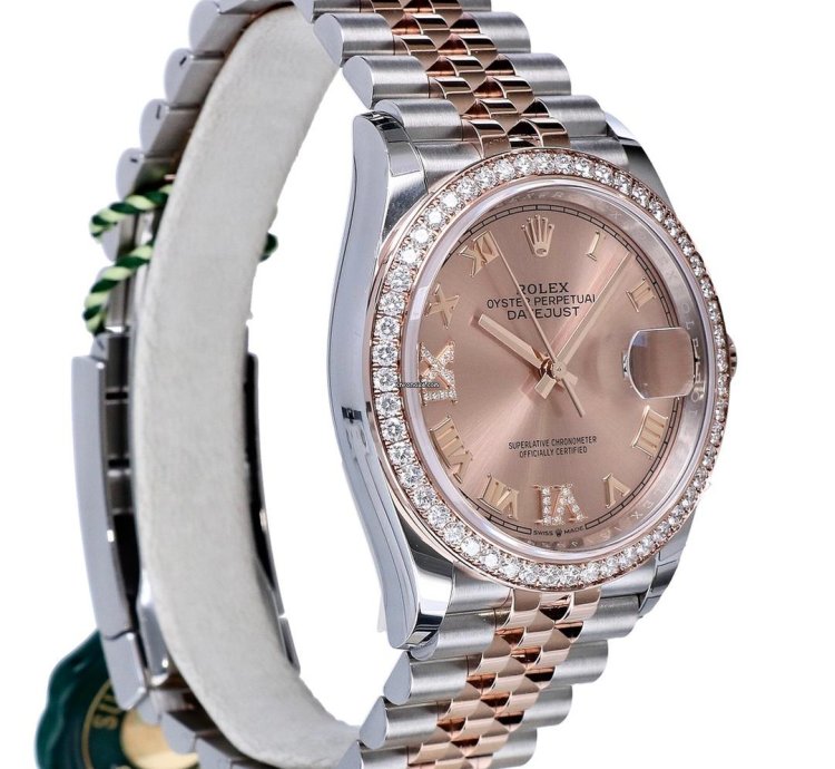 Rolex Datejust 36 Oyster Datejust Jubilee Rose Gold Steel Pink Roman Diamonds 36 Mm Unworn 2023
