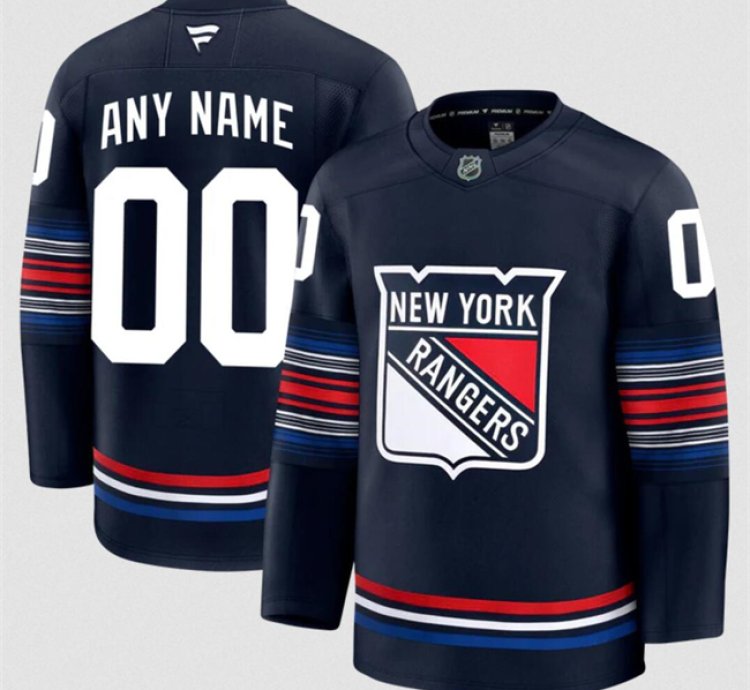 Mens Custom New York Rangers Jersey Name Number 2025 Navy Stitched