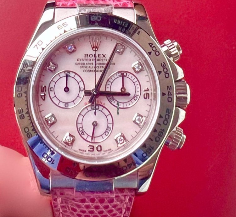 Rolex Daytona 116519 Daytona Beach-look Pink Perlmutt Dia Dial Box Papiere - -serie Service 2023