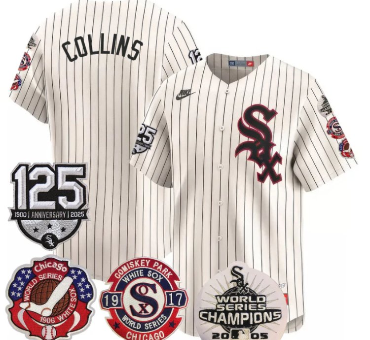 Eddie Collins Jersey Chicago White Sox 125th Anniversary World Series Champions Cream