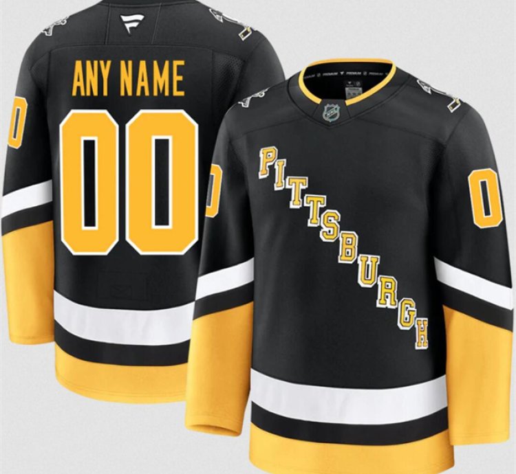 Mens Custom Pittsburgh Penguins Jersey Name Number 2025 Alternate Black