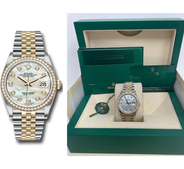 Rolex Datejust 36 Rolesor Datejust 36 Watch - Yellow Diamond Bezel - White Mother-of-pearl Jubilee 126283