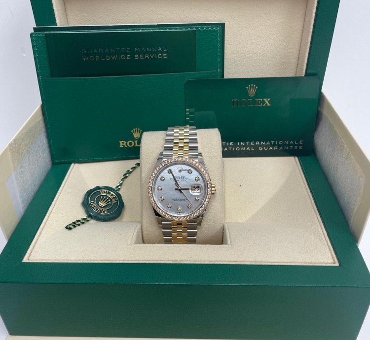 Rolex Datejust 36 Rolesor Datejust 36 Watch - Yellow Diamond Bezel - White Mother-of-pearl Jubilee 126283