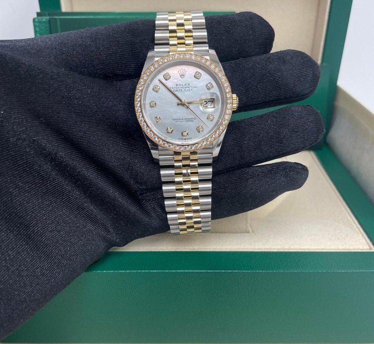 Rolex Datejust 36 Rolesor Datejust 36 Watch - Yellow Diamond Bezel - White Mother-of-pearl Jubilee 126283