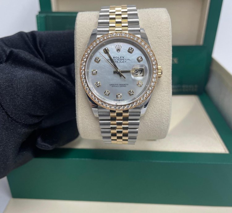 Rolex Datejust 36 Rolesor Datejust 36 Watch - Yellow Diamond Bezel - White Mother-of-pearl Jubilee 126283