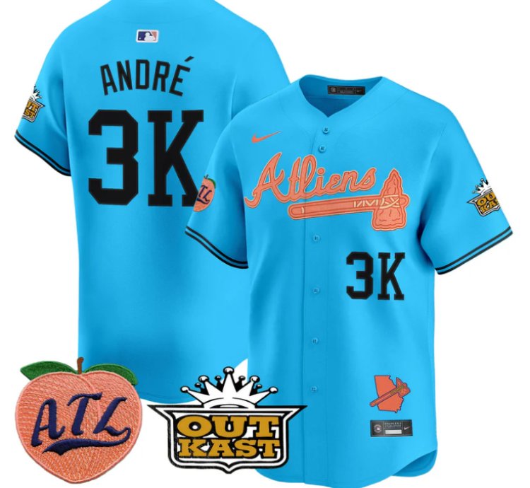 André Jersey 3k Atlanta Braves Atliens Peach Vapor Premier Limited Stitched Light Blue