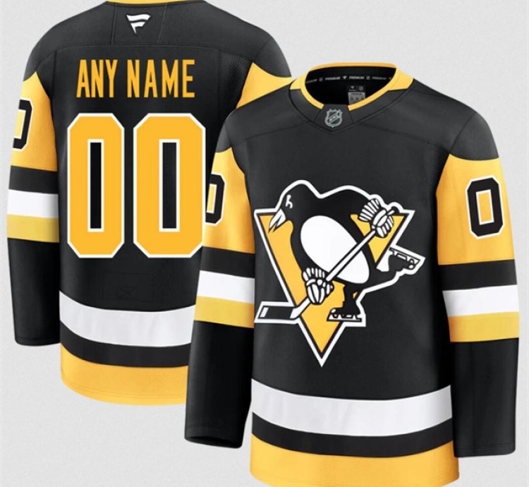 Mens Custom Pittsburgh Penguins Jersey Name Number 2025 Home Black