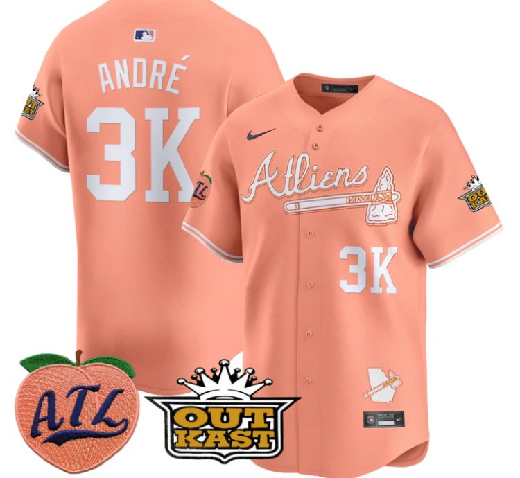 André Jersey 3k Atlanta Braves Atliens Peach Vapor Premier Limited Stitched Peach