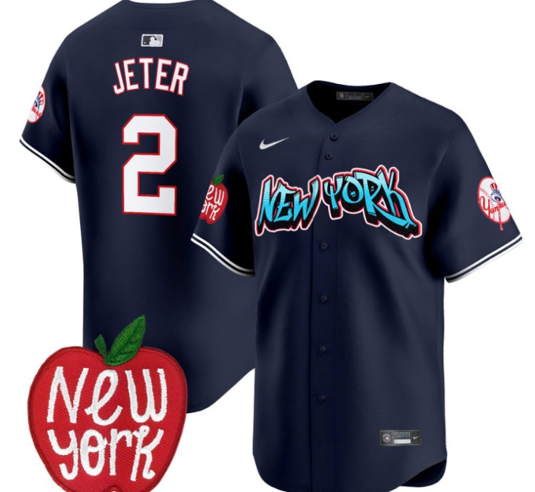 Derek Jeter Jersey 2 New York Yankees Apple Patch Vapor Premier Limited Stitched Navy