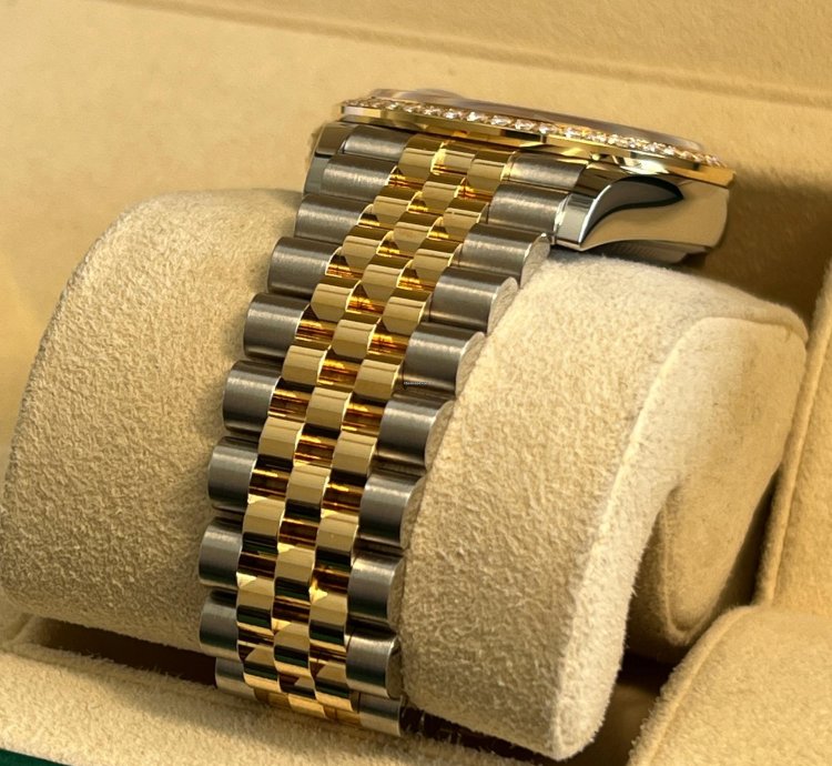 Rolex Datejust 36 Unworn Two Tone Yellow Gold Datejust 36mm Wimbledon Dial Diamond Bezel 126283rbr