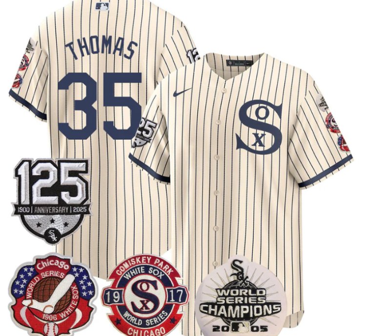 Frank Thomas Jersey 35 Chicago White Sox 125th Anniversary World Series Champions Field Of Dream