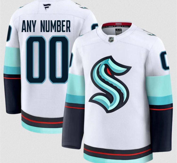 Mens Custom Seattle Kraken Jersey Name Number 2025 Away White