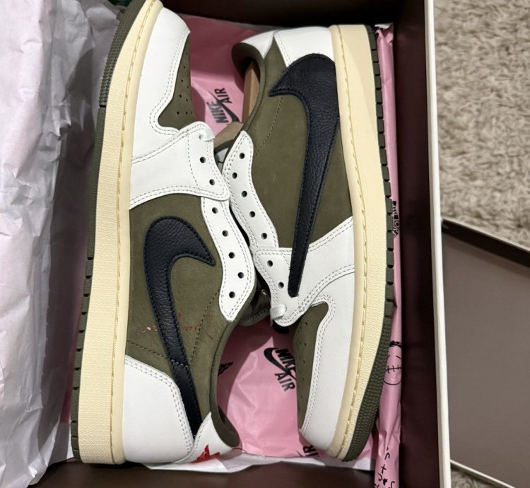 Travis Jordan 1 Low Reverse Olive