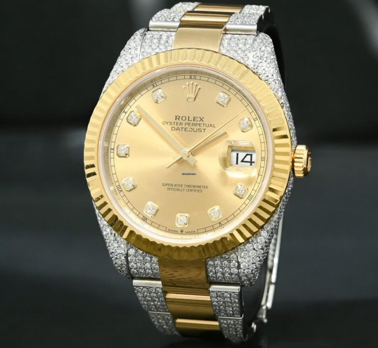 Rolex Datejust 41 41mm - Champagne Fluted Iced Out