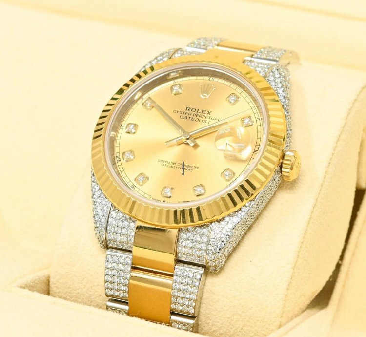 Rolex Datejust 41 41mm - Champagne Fluted Iced Out