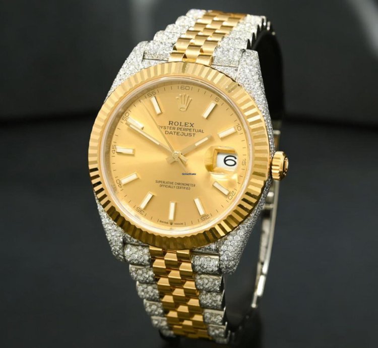 Rolex Datejust 41 41mm - Champagne Jubilee Fluted Iced Out