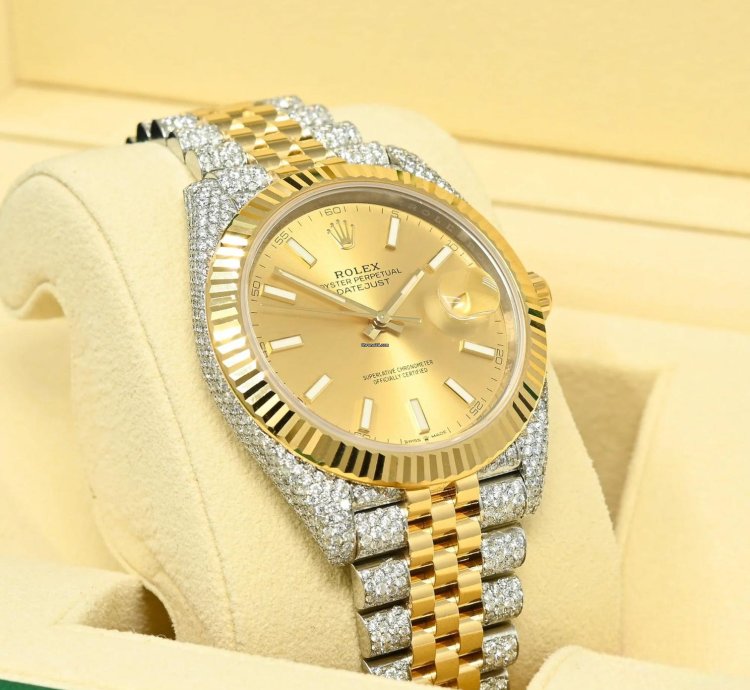 Rolex Datejust 41 41mm - Champagne Jubilee Fluted Iced Out