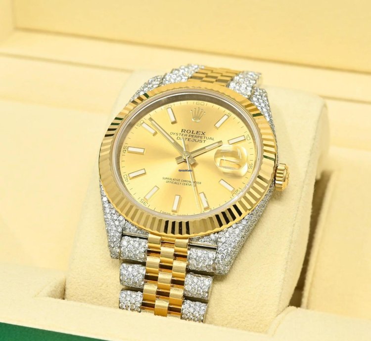 Rolex Datejust 41 41mm - Champagne Jubilee Fluted Iced Out