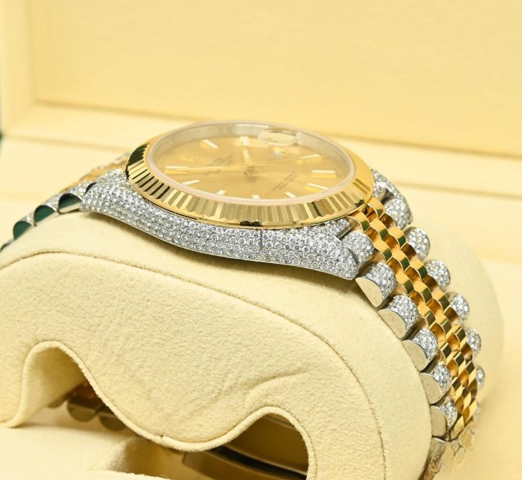 Rolex Datejust 41 41mm - Champagne Jubilee Fluted Iced Out