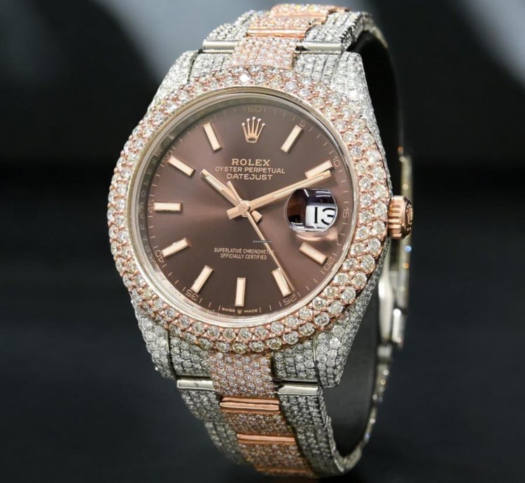Rolex Datejust 41 41mm - Honeycomb Everose - Iced Out Custom