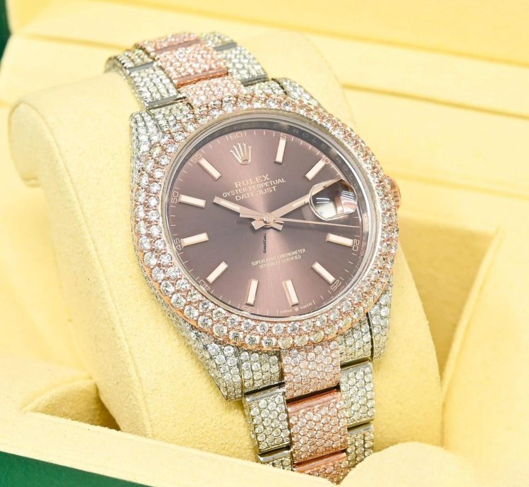 Rolex Datejust 41 41mm - Honeycomb Everose - Iced Out Custom