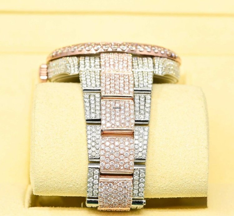 Rolex Datejust 41 41mm - Honeycomb Everose - Iced Out Custom