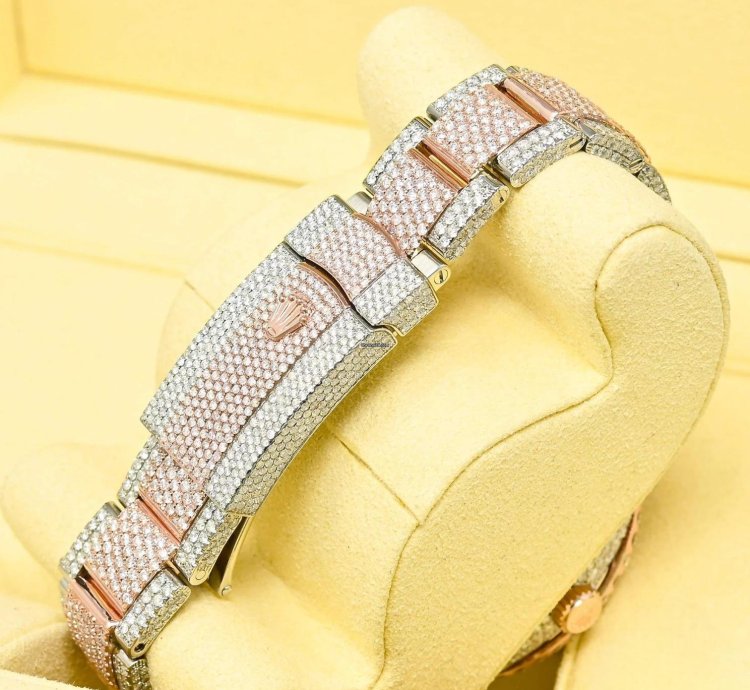Rolex Datejust 41 41mm - Honeycomb Everose - Iced Out Custom