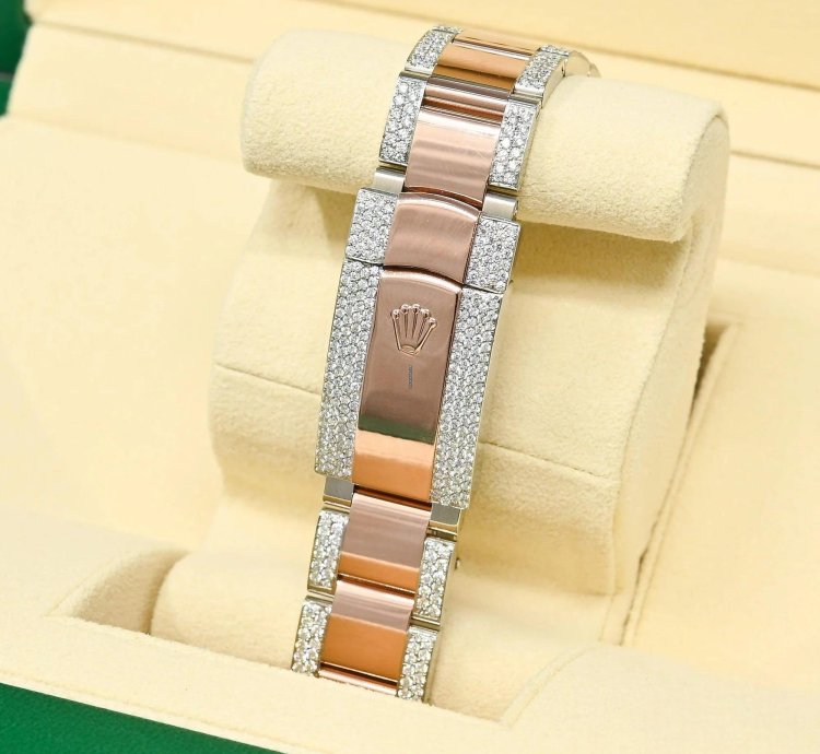 Rolex Datejust 41 41mm - Sundust Fluted Everose Iced Out