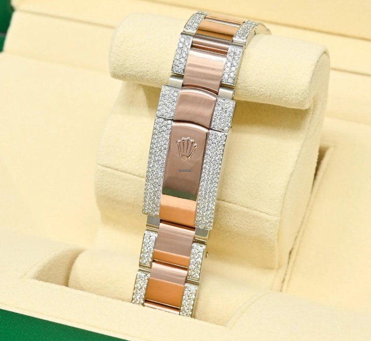 Rolex Datejust 41 41mm - Wimbledon Fluted Everose Iced Out