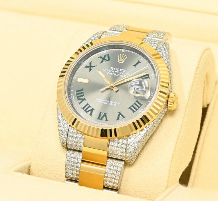 Rolex Datejust 41 41mm - Wimbledon Fluted Iced Out