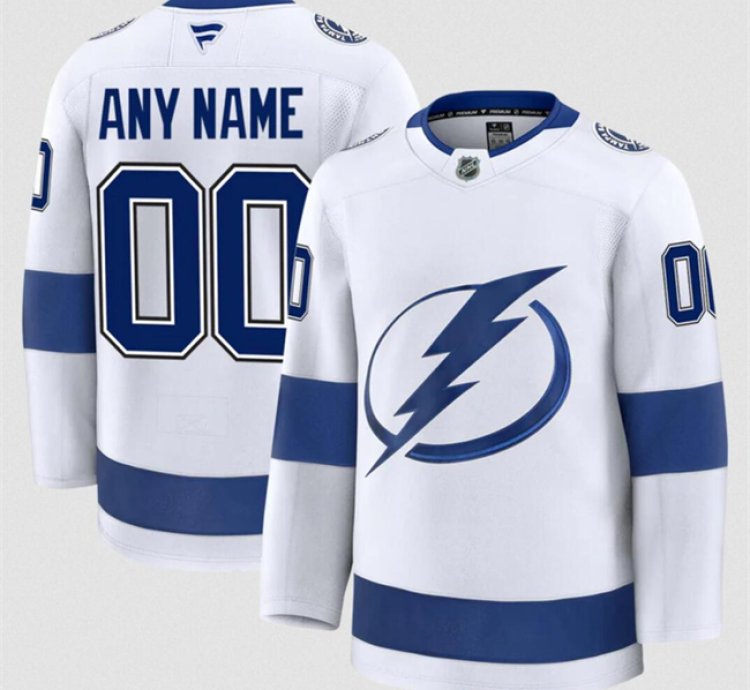 Mens Custom Tampa Bay Lightning Jersey Name Number 2025 Away White