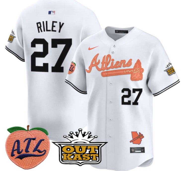Austin Riley Jersey 27 Atlanta Braves Atliens Peach Vapor Premier Limited Stitched White