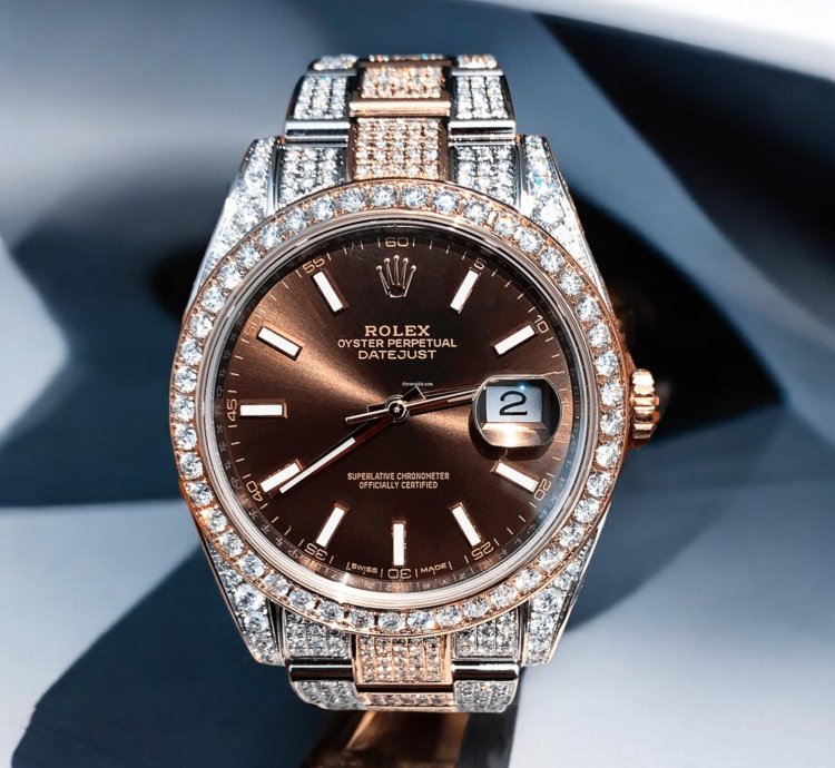 Rolex Datejust 41 Oyster Chocolate Dial Custom Diamond-set - Iced Out