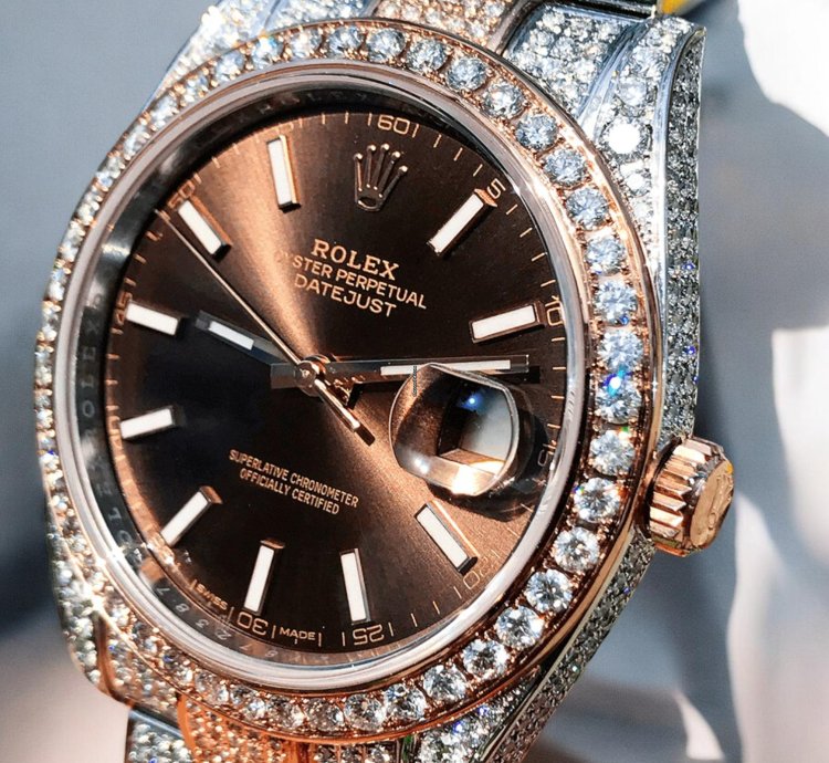 Rolex Datejust 41 Oyster Chocolate Dial Custom Diamond-set - Iced Out