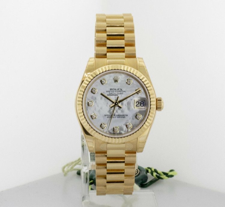 Rolex Datejust Lady-datejust 31mm Yellow Gold Mother Of Pearl Diamond Dial 178278mdp