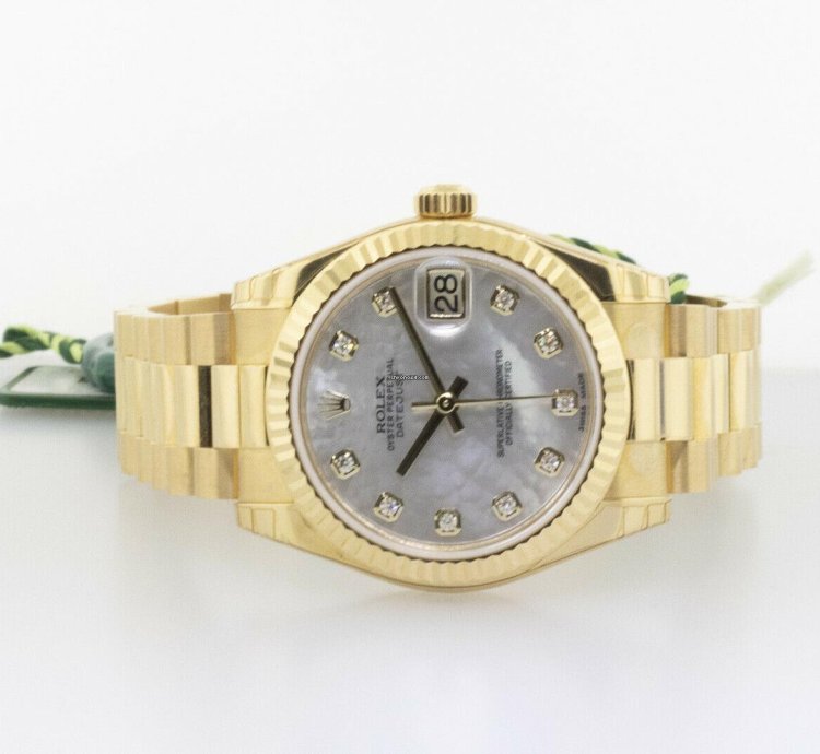 Rolex Datejust Lady-datejust 31mm Yellow Gold Mother Of Pearl Diamond Dial 178278mdp