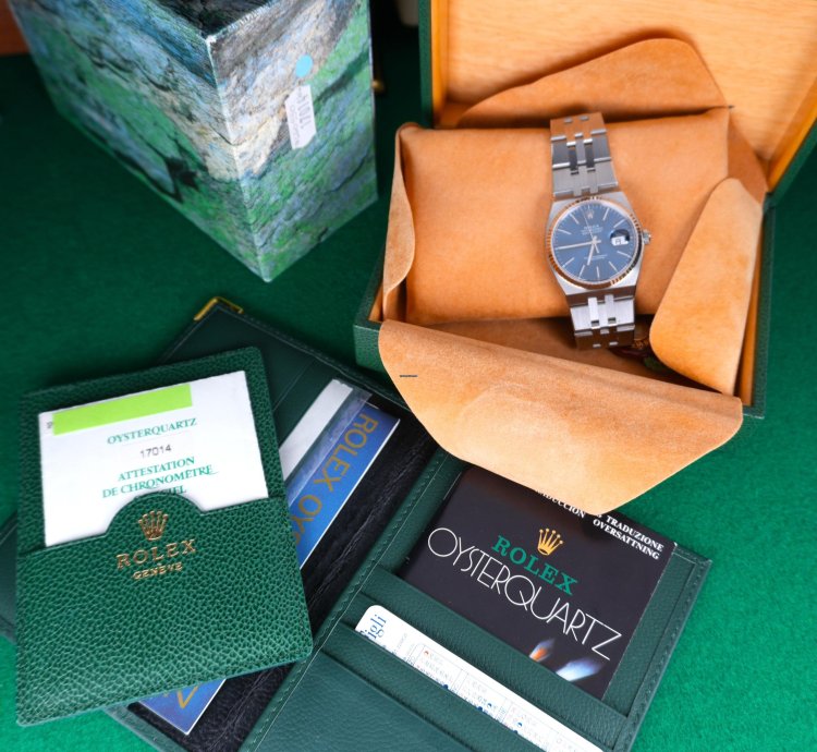 Rolex Datejust Oysterquartz 2002 New Old Stock Rolex Oysterquartz Datejust 17014 Nos Blue Dial Last Patch Full Set