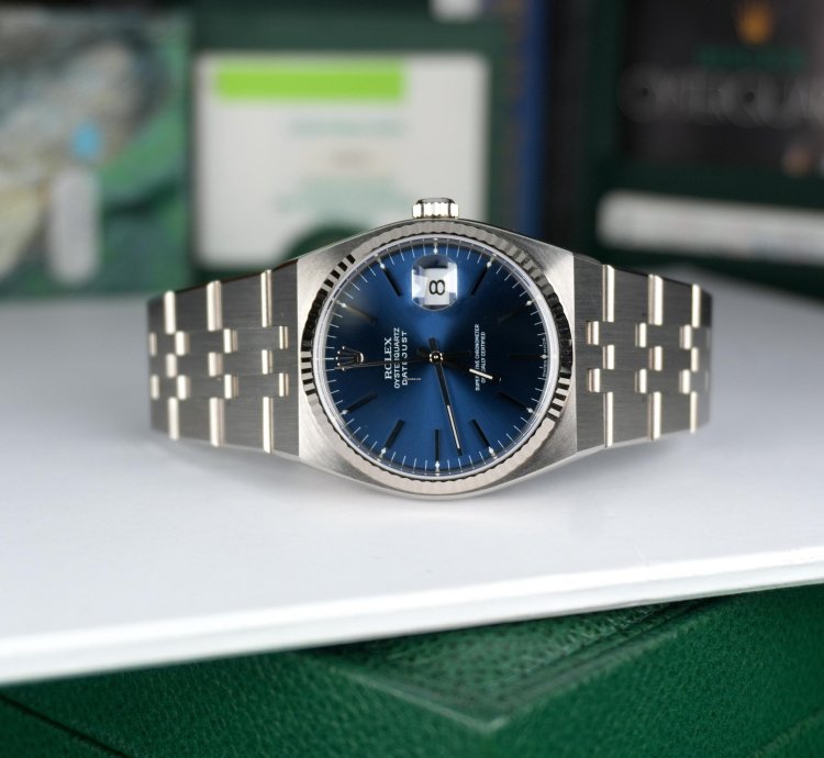 Rolex Datejust Oysterquartz 2002 New Old Stock Rolex Oysterquartz Datejust 17014 Nos Blue Dial Last Patch Full Set