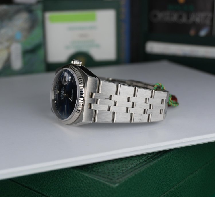 Rolex Datejust Oysterquartz 2002 New Old Stock Rolex Oysterquartz Datejust 17014 Nos Blue Dial Last Patch Full Set