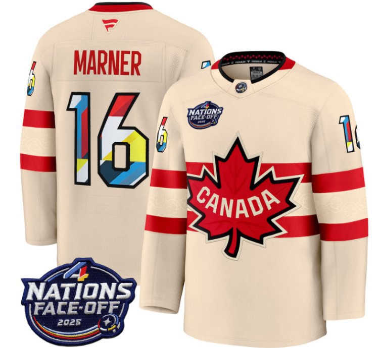 Mens Mitch Marner Jersey 16 Canada 4 Nations Face-off 2025 V2 Stitched Cream