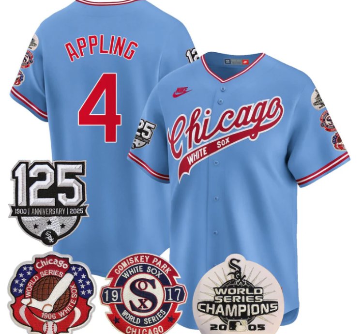 Luke Appling Jersey 4 Chicago White Sox 125th Anniversary World Series Champions Blue