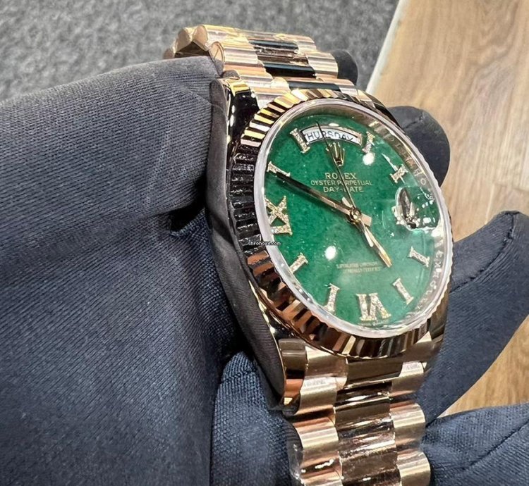 Rolex Day-date 36 2024 New Day-date 36 Everose Gold Green Aventurine Roman Diamond