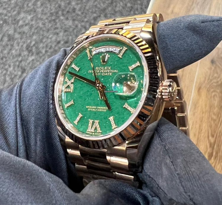 Rolex Day-date 36 2024 New Day-date 36 Everose Gold Green Aventurine Roman Diamond