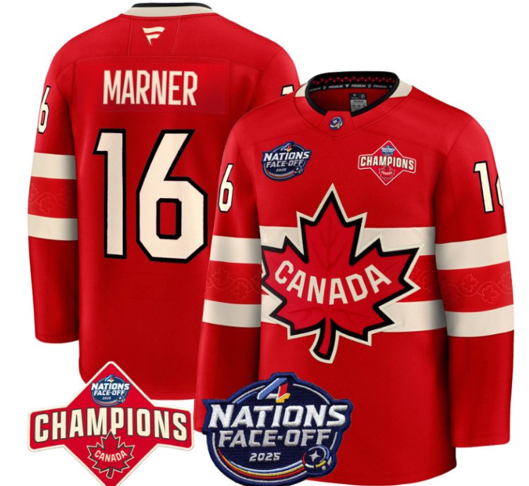 Mens Mitch Marner Jersey 67 Canada 4 Nations Face-off 2025 Champions Patch Red
