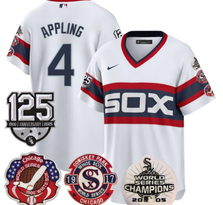 Luke Appling Jersey 4 Chicago White Sox 125th Anniversary World Series Champions White 1983
