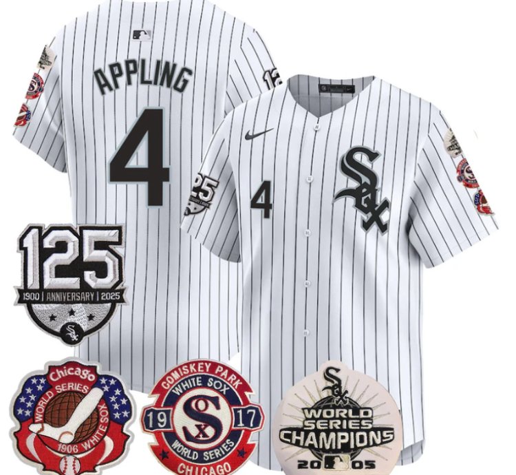 Luke Appling Jersey 4 Chicago White Sox 125th Anniversary World Series Champions White